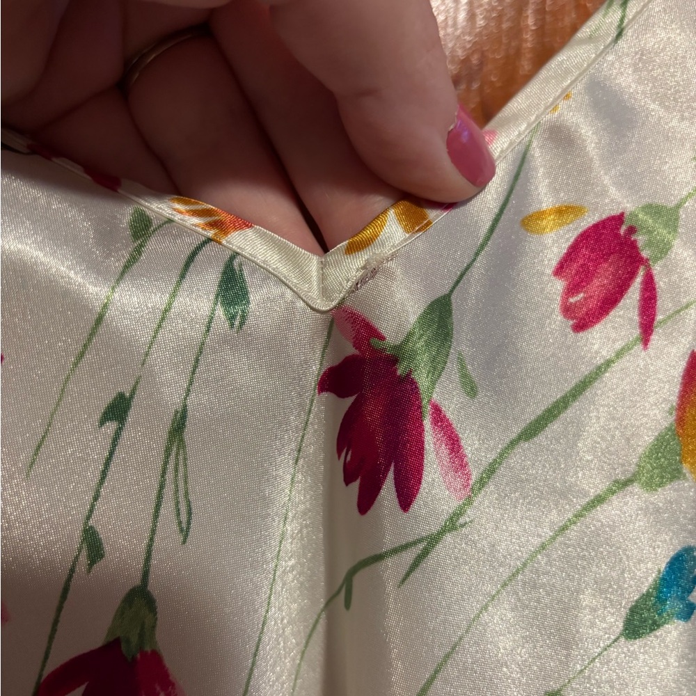 VALERIE STEVENS White Floral Women’s Chemise Slip Dress Size Medium - Picture 3 of 5